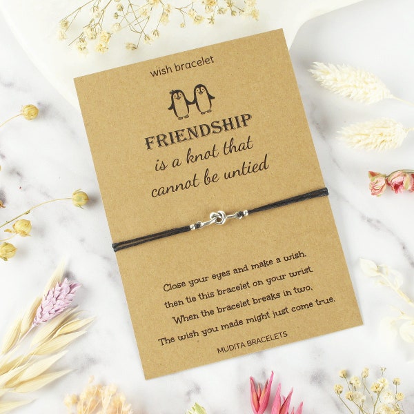 Friendship Knot Wish Bracelet, Friendship Bracelet, Cord Bracelet, Charm Bracelet, Christmas Gift Idea, String Bracelet, Best Friend Jewelry