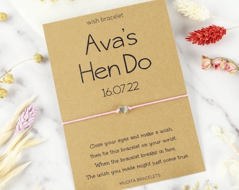 Personalised Hen Do Wish Bracelet, Hen Party Jewellery, Bridal Party Bracelet, Hen Party Favours, Gift For Girls Night, Hen Do Favours