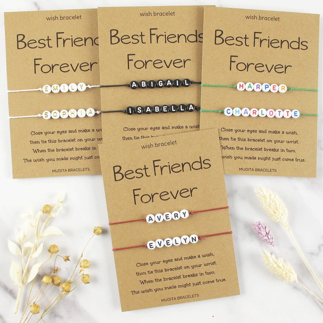 Best Friends Forever Bracelet Set, Personalised Name Bracelets, Beaded