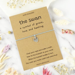 Swan Wish Bracelet, Friendship Bracelet, Spirit Animal Bracelet, Best Friend Gift Idea, Positive Affirmation Bracelet, Support Gift Present