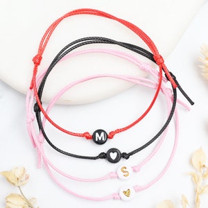 Initial Bracelets, Pinky Promise Wish Bracelets, Letter Bracelets, Best Friend Bracelets, Boyfriend Girlfriend, Couples Bracelet Gift Idea