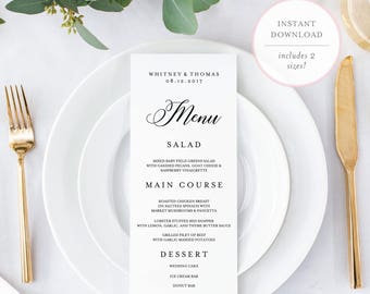 Wedding Menu Template. Menu Card Template. Menu Template. Printable Menu. Editable Wedding Menu. Editable Menu. Printable Wedding Menu. (BR)