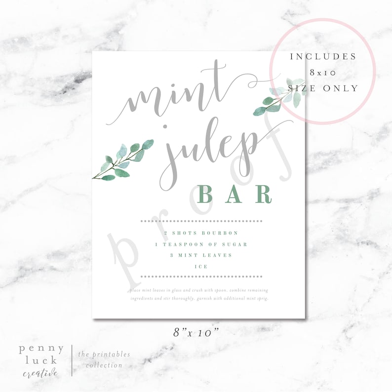 Mint Julep Sign. Mint Julep Bar. Mint Julep Bar Sign. Mint Etsy