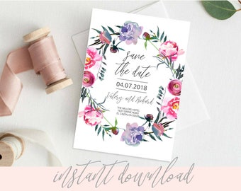purple save the date etsy