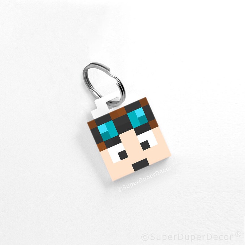 KEYRING video game keyrings minecraft style key fob chain Etsy
