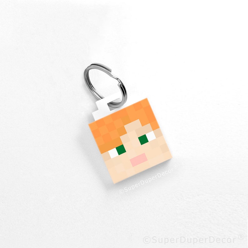 KEYRING video game keyrings minecraft style key fob chain Etsy