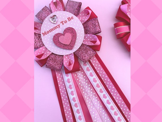 Baby Shower Corsage Badge With Ribbon Bow Mommy to Be 