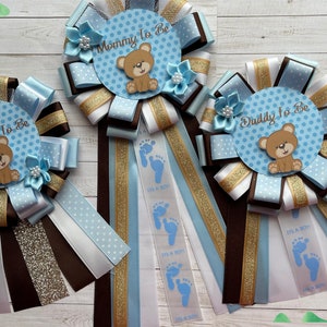 Teddy Bear Baby Shower Corsage, It&#39;s A Boy, Blue, Teddy Bear Theme Baby Shower, Gifts For Mom