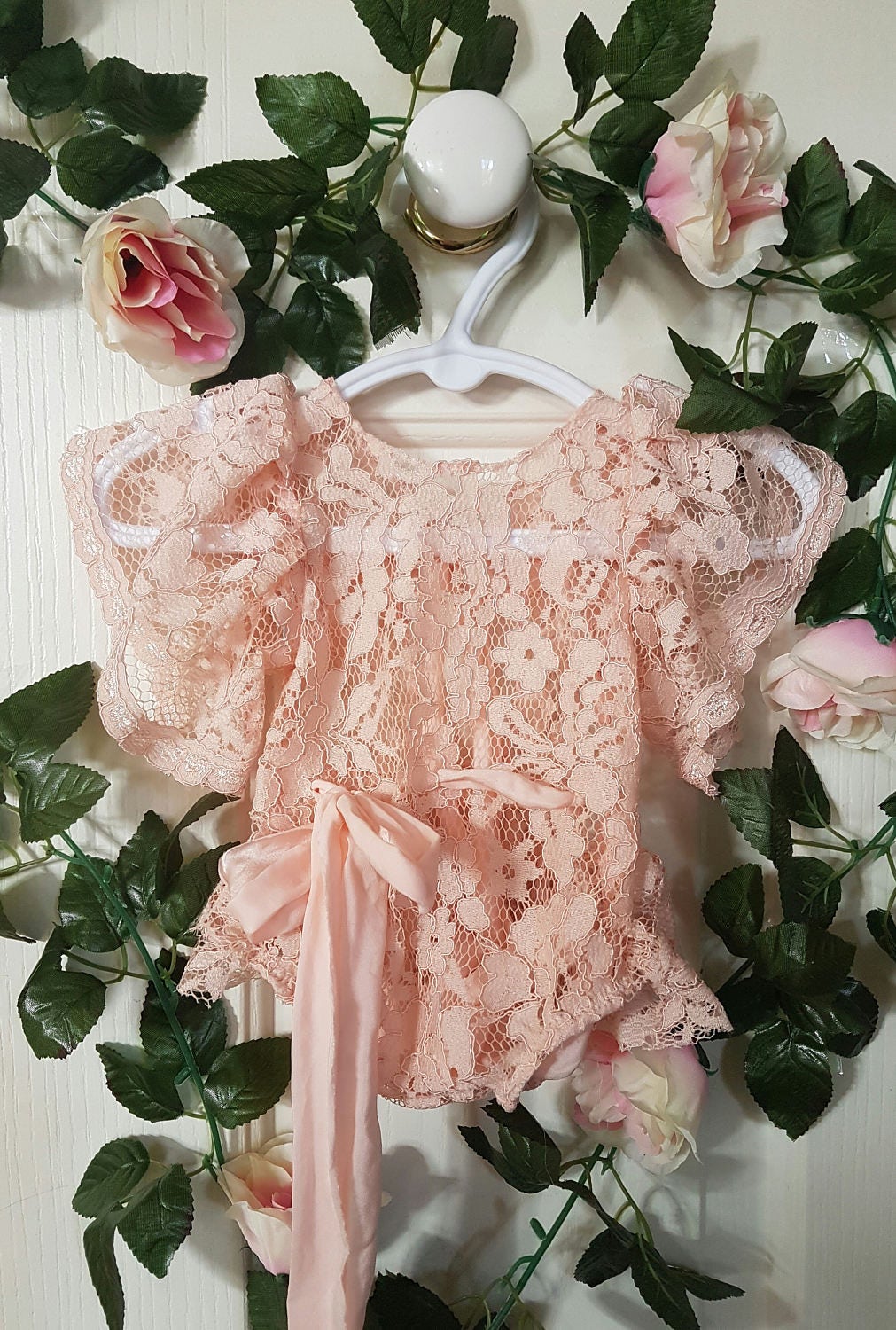 Girl Lace Bodysuit with Frill Sleeve. Newborn photo Etsy