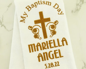 Embroidered Personalized Baptism Towel- makes an excellent gift for Baby Baptism Gift-Christening Gift- Baby Towel-Baptismal Gift- Christian