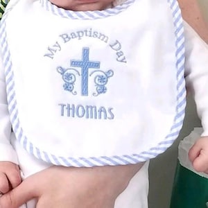 Personalized Baptism Bib makes an excellent gift for Baby Baptism Gift-Christening Gift- Baby Bib-Baptismal Gift- Christian Gift