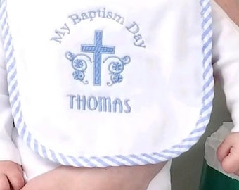 Personalized Baptism Bib makes an excellent gift for Baby Baptism Gift-Christening Gift- Baby Bib-Baptismal Gift- Christian Gift