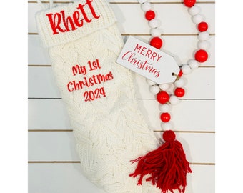 Medias navideñas personalizadas, regalo de Navidad, medias navideñas bordadas, medias navideñas personalizadas, primera Navidad para bebé