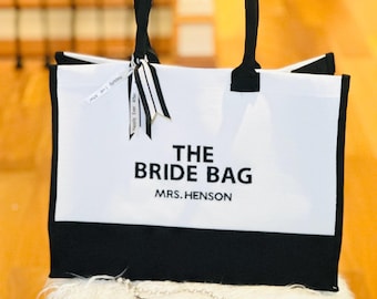 Personalized Embroidered Tote Bag is an Essential Wedding Must Have for the Bride Getting Ready, Bridal Shower Gift Monogrammed Custom
