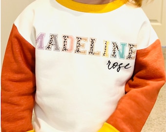 Cute Monogrammed Simple Sweatshirt for Toddler, Personalized Sweatshirt, Custom Sweatshirt Kids, Fall Sweatshirt Boy, Girl Shirt