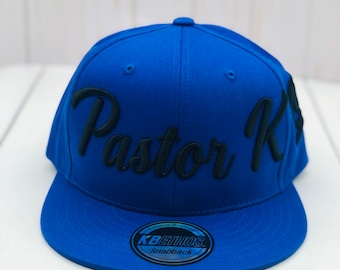 Pastor 3D Puff Embroidered Flat brim Hat, Personalized Embroidered 3D hat makes an excellent gift for your Pastor