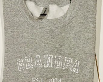 Personalized Embroidered 100% Cotton Grandpa Sweatshirt: Custom GrandKids' Names S-2XL