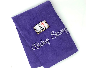 Toallas personalizadas bordadas monogramadas para pastores con toallas para el clero bíblico, toallas para iglesias, toallas para diáconos, toallas de mano bordadas