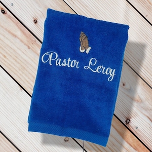 Personalized Embroidered Pastors Towels with Praying Hands make an excellent gift for your Pastor or your Ministry 11x18