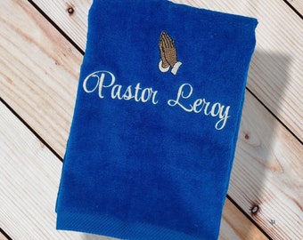 Minister Customized Towel - Monogrammed Fingertip Towel - Pulpit Towel - Towel for a Preacher Clergy Pastor Appreciation month in October