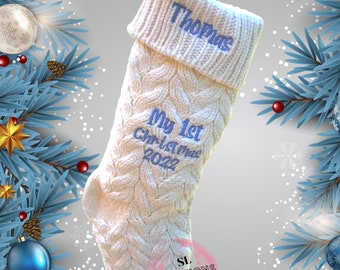 Medias navideñas personalizadas, regalo de Navidad, medias navideñas bordadas, medias navideñas personalizadas, primera Navidad para bebé