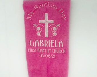 Embroidered Personalized Baptism Towel- makes an excellent gift for Baby Baptism Gift-Christening Gift- Baby Towel-Baptismal Gift- Christian