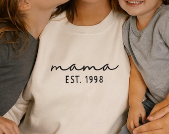 Personalized Mama Sweatshirt with Childrens Names | Embroidered Custom Mom Gift | Mother's Day Crewneck | Gift for Mama