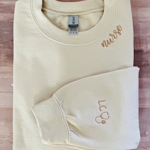Nurse Sweatshirt Embroidered Collar Personalized with Initials and Stethoscope, Crewneck, ER, Pediatric, Labor & Delivery Nurse, Gift for RN