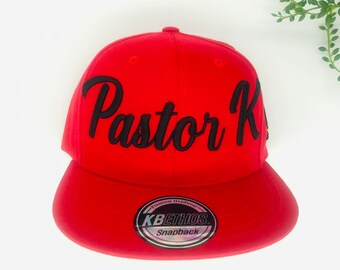 Pastor 3D Puff Embroidered Flat brim Hat, Personalized Embroidered 3D hat makes an excellent gift for your Pastor