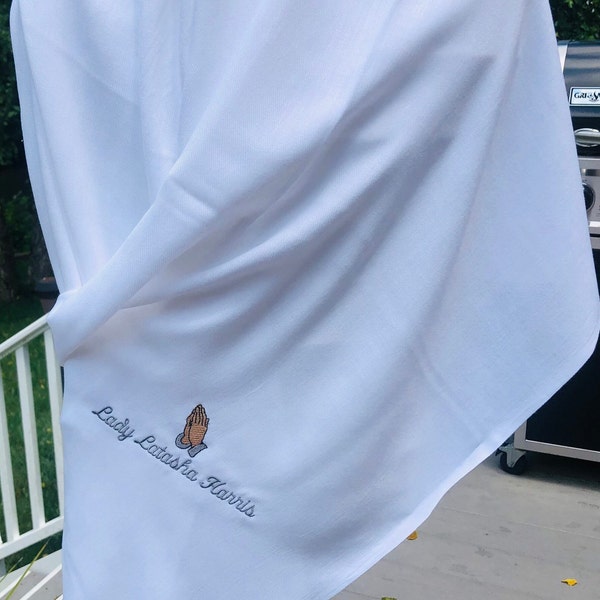 Church Scarf Embroidered with praying hands and personalized with Name makes an excellent gift for the ladies in your Ministry