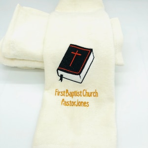 Personalized Church Embroidered Towel with Church Name and Holy Bible makes an excellent  gift for your Pastor or Ministry, 11 x 18