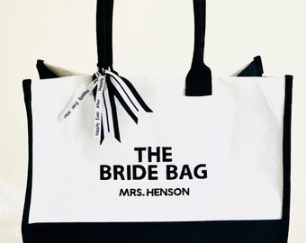 Personalized Embroidered Tote Bag is an Essential Wedding Must Have for the Bride Getting Ready, Bridal Shower Gift Monogrammed Custom