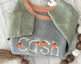 Toddler Pumpkin Patch Fall Crewneck Sweater Personalized