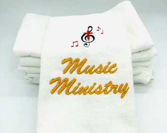 Music Ministry Embroidered church Fingertip Towel with musical notes makes an excellent Gift for your Music Minister, 11 x 18