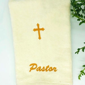 Embroidered Pastor Fingertip Towels with Holy Cross make an excellent gift for your Pastor or Ministry, 11 x 18