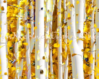 Aspen Trees Giclée Print: Colorful Autumn Landscape Art