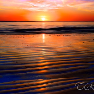 Coastal Wall Art Coastal Decor Beach Decor Orange Art Orange Print Ocean Sunset Metal Print Ocean Sunset Photo Sunset Beach Ocean Wall Art