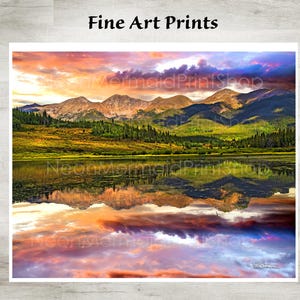 Mountain Landscape Sunset Night Sky Reflection of Sunset Art Metal Prints Colorado Rocky Mountains Art Print,Art by Teri Rowan