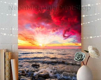 Sunset Beach Wall Art Tropical Print Ocean View Beach Photography Art Beach Poster Ocean Wall Decor Photo Beach Print Beach Art Metal Prints