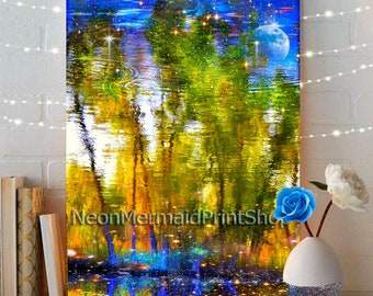 Abstract Forest Print: Colorful Surreal Tree Art, Modern Wall Decor