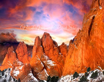 Garden of the Gods Fine Art Print or Ready to Hang Metal Print: Colorado Mountain Landscape Art,Print of Balanced Rock,Mountain Home Decor,
