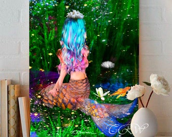 Mermaid Art,Mermaid Girl,Mermaid Print,Giclee Print,Mermaid Poster,Mermaid Decor,Fairytale Art,Little Mermaid Wall Art,Girls Room Art Print