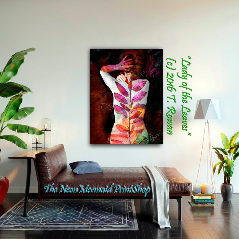 Fine Art Photography of Woman with Leaves Figurative Art,Romantic Bedroom Art Valentines's Day Gift,Pink Art,Bedroom Decor Nude with Leaves image 4