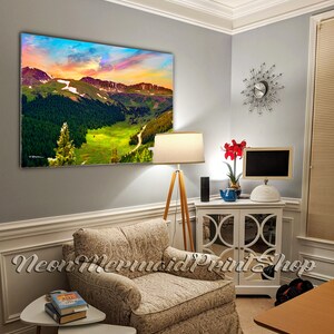 Mountain Sunset Art,Colorado Landscape,Colorful Art,Living Room Art,Metal Print,Mountain Scene,Valentines Day Gift,Pastel Decor,Teri Rowan Metal 30 x 40 inches