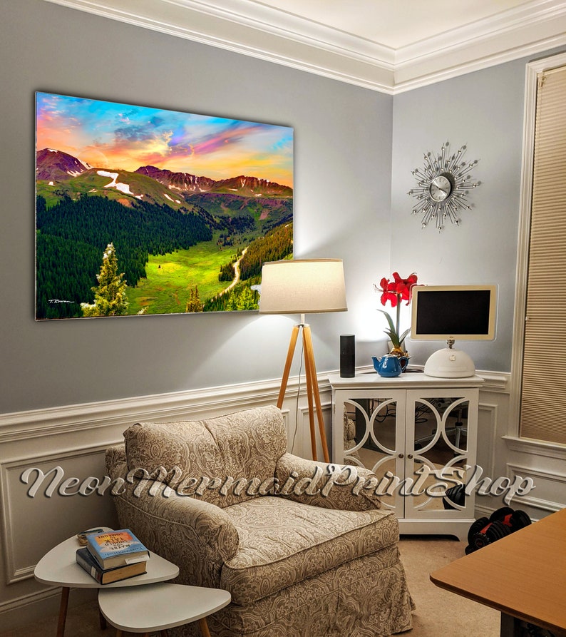 Mountain Sunset Art,Colorado Landscape,Colorful Art,Living Room Art,Metal Print,Mountain Scene,Valentines Day Gift,Pastel Decor,Teri Rowan Metal 30 x 40 inches