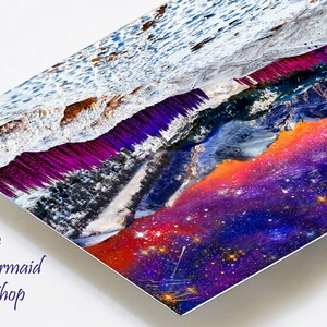 Mountain Landscape Starry Night Sky Sunset Art Metal Prints,Colorado Snow Rocky Mountains Art Print,Purple Wall Decor,Starry Sky Mountains image 6