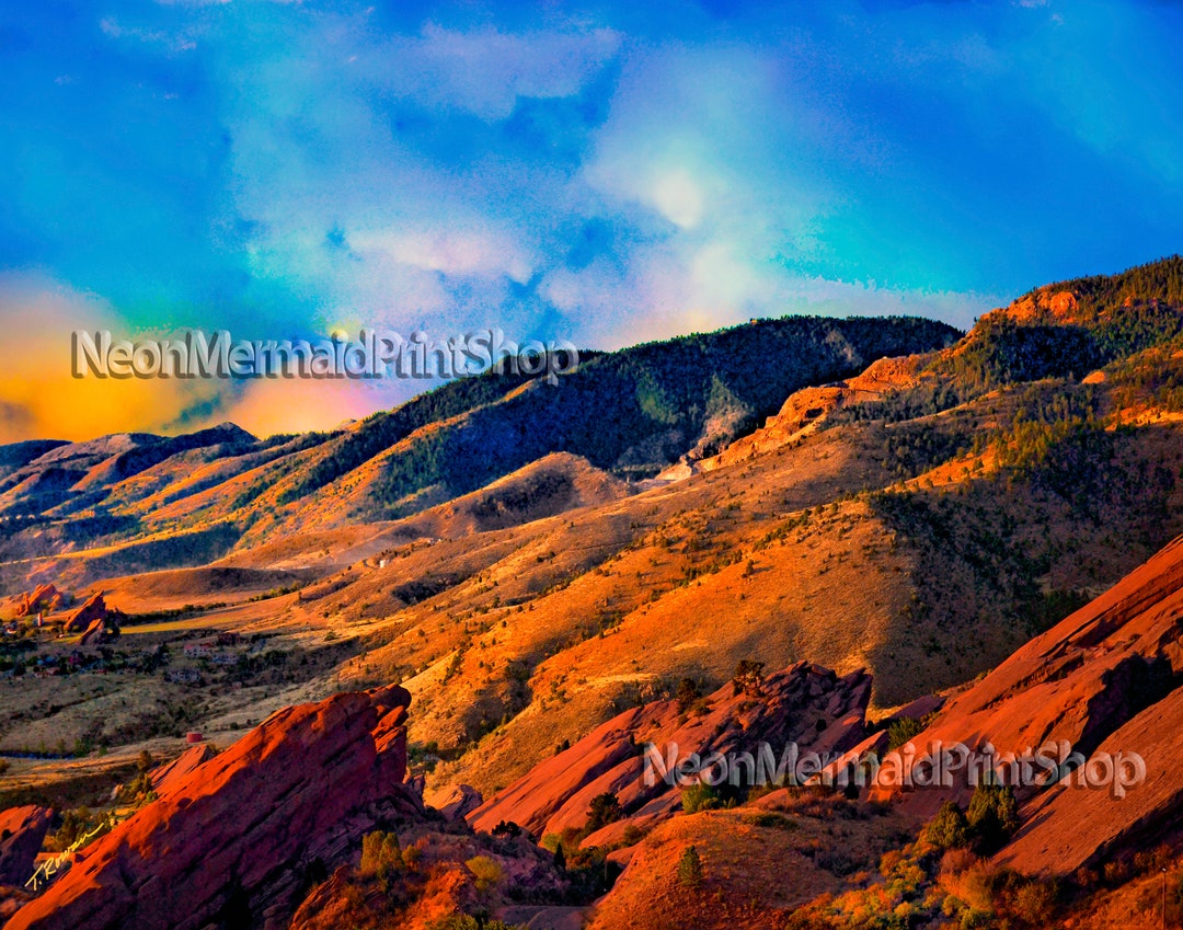 Red Rocks Colorado Art Print: Mountain Sunrise Giclee or Metal - Etsy