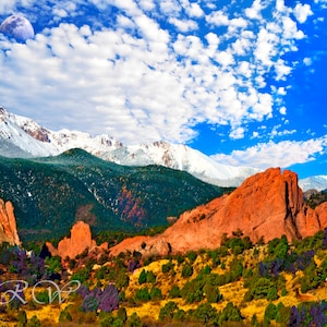 Pike's Peak,Garden of the Gods,Colorado Art,Colorado decor,Colorado Springs Art,Colorado Photograph,Garden of the Gods Art,Mountain Scenery image 1