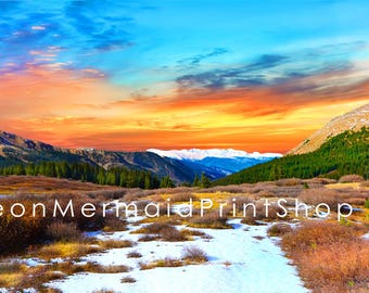 Panoramic Mountain Sunset Metal Print: Colorado Landscape Art