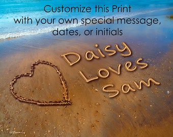 Custom Beach Writing,Message written in Sand,Personalized Art,Heart in Sand,Anniversary Gift,Gift for Couple,Unique Wedding Gift,Coastal Art